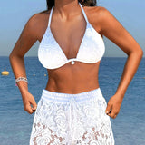Lena | Elegantes einfarbiges Bikini-Set mit Spitze