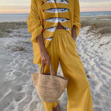 Gisela | Bluse Oversize mit Ozeanprint aus Stil Insel und Hose mit elastischen Taschen