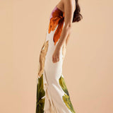 Merle | Maxikleid elegant mit Blumenprint und freien Schultern