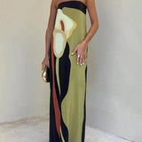 Ursula | Maxi-Abendkleid mit Print ärmellos aus Stil costiero