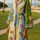 Renate | Midi-Hemdkleid mit Print mit Gürtel