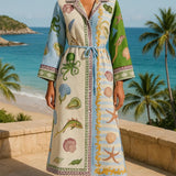 Renate | Midi-Hemdkleid mit Print mit Gürtel
