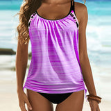 Sophie | Einfarbiger Tankini mit Leopardendruck