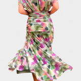 Magda - Langes florales Kleid mit V-Ausschnitt