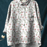 Paula | Legere Damenbluse mit rosa Frühlings-Blumenmotiv