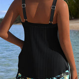 Lena | Zweiteiliger gestreifter Tankini mit Strandshorts