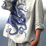 Lotte | Legeres T-Shirt mit Oktopus-Tentakelkunst