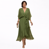 Regina | Kleid aus chiffon mit scollo mit V