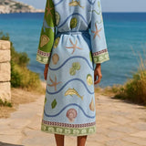Renate | Midi-Hemdkleid mit Print mit Gürtel