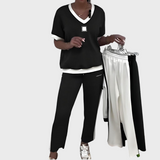 Kristýna - Feminin Set Casual mit Top und V-Ausschnitt-Hosen