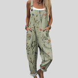 Salbeigrüne Latzhose mit Blumenmix