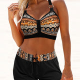 Theresa | Elastischer High-Waist-Bikini mit geometrischem Muster