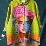 Martha | Legeres T-Shirt mit Frida-Porträt in Ölprint