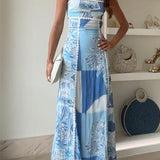Luisa | Maxikleid mit Print mit Schiena mit Bindeband und Rik-Rak-Trägern