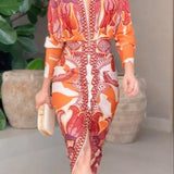 Monika | Midikleid mit Dolman mit Print einzigartig Sommersonne
