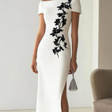 Heike | Midikleid mit Blumenprint chic mit U-Boot-Ausschnitt