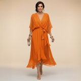 Regina | Kleid aus chiffon mit scollo mit V