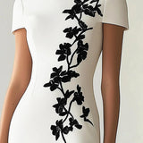 Heike | Midikleid mit Blumenprint chic mit U-Boot-Ausschnitt