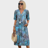 Leontýna – Midi-Kleid mit V-Ausschnitt