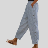 Clara | Gestreifte Hose mit Knöpfen