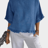 Leichter Leinen-Top mit Volants und Rüschen
