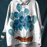 Ida | Legere Bluse mit künstlerischem Ballon- und Hundeprint