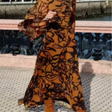 Petra | Langes Kleid mit Print Glamour für den Strand braun