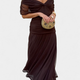 Magda - Langes florales Kleid mit V-Ausschnitt
