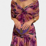 Magda - Langes florales Kleid mit V-Ausschnitt