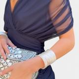 Magda - Langes florales Kleid mit V-Ausschnitt