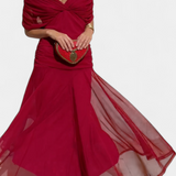Magda - Langes florales Kleid mit V-Ausschnitt