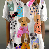 Valeska | Bluse mit Hundeprint