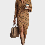 Midi-Kleid mit Punkte-Print aus Kunstleder