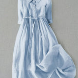 Greta | Elegantes Kleid mit 3/4-Ärmeln und Taillenband