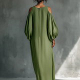 Viktoria | Maxikleid mit Puffärmeln grün