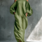 Viktoria | Maxikleid mit Puffärmeln grün
