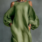 Viktoria | Maxikleid mit Puffärmeln grün