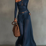 Johanna | Off-Shoulder-Top und Rock marineblau
