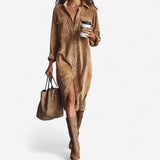 Anastacia™ Midi-Kleid aus geripptem Samt mit weitem Bein