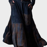 Helena - Maxikleid aus navyblauem Wildleder mit Gürtel