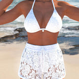 Lena | Elegantes einfarbiges Bikini-Set mit Spitze