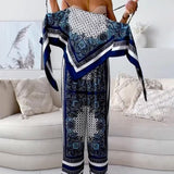 Lilly | Zweiteiliges Set elegant mit top mit Schnürung und Hose urlaubsbereit