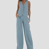 Rose | Set aus geknöpfter Weste und weiter Hose