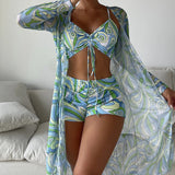 Frieda | Bedrucktes 3-teiliges Bikini-Set