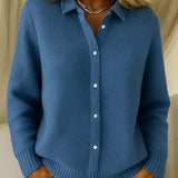 Adéla – Elegante Damenstrickbluse mit Knöpfen