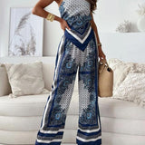 Lilly | Zweiteiliges Set elegant mit top mit Schnürung und Hose urlaubsbereit