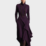 Teresa - Maxikleid aus asymmetrischem Strick mit Kragen