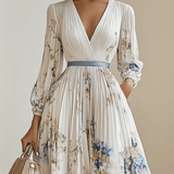 Maja | Maxikleid aus Chiffon mit Blumenmuster weiß mit voluminösen Ärmeln