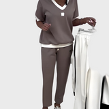 Kristýna - Feminin Set Casual mit Top und V-Ausschnitt-Hosen