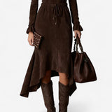 Silvia™ Asymmetrisches Kleid in Schokoladenfarbe
